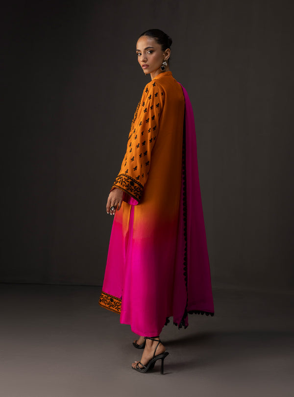 3 Piece Unstitched Embroidered and Printed SIlk Suit 228