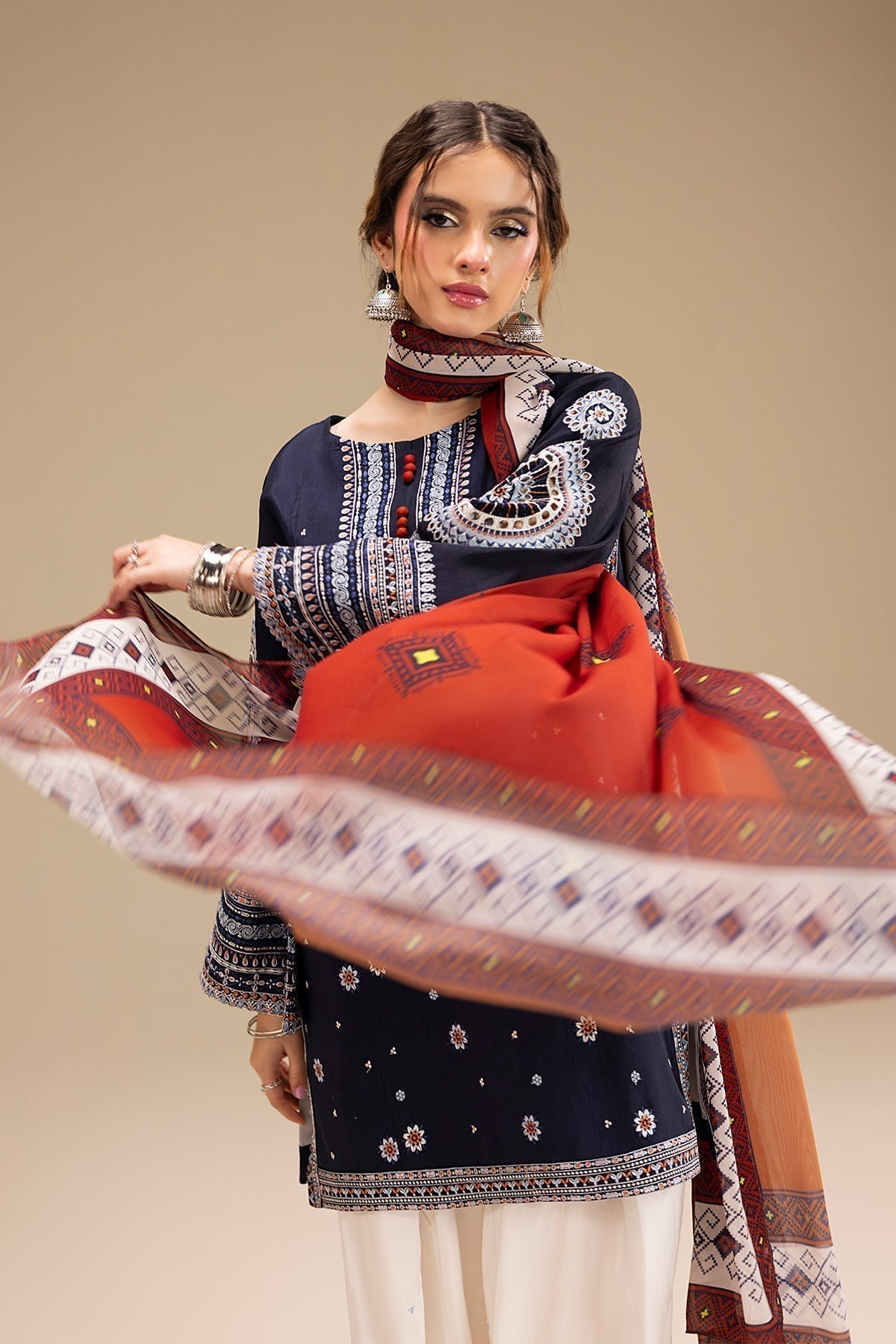 '- UNSTITCHED 3PC DHANAK EMBROIDERED SUIT 241
