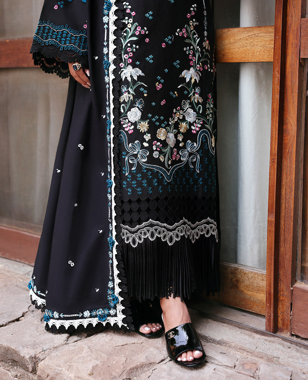 Dhanak-3PC Embroidered Shirt with Dhanak Embroidered Dupatta -113