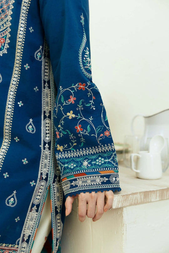 3 Piece Embroidered dhanak Shirt and Trouser with Printed Poly Lawn Dupatta ZS50-3