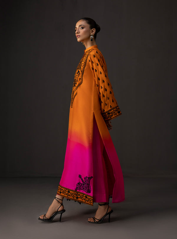 3 Piece Unstitched Embroidered and Printed SIlk Suit 228