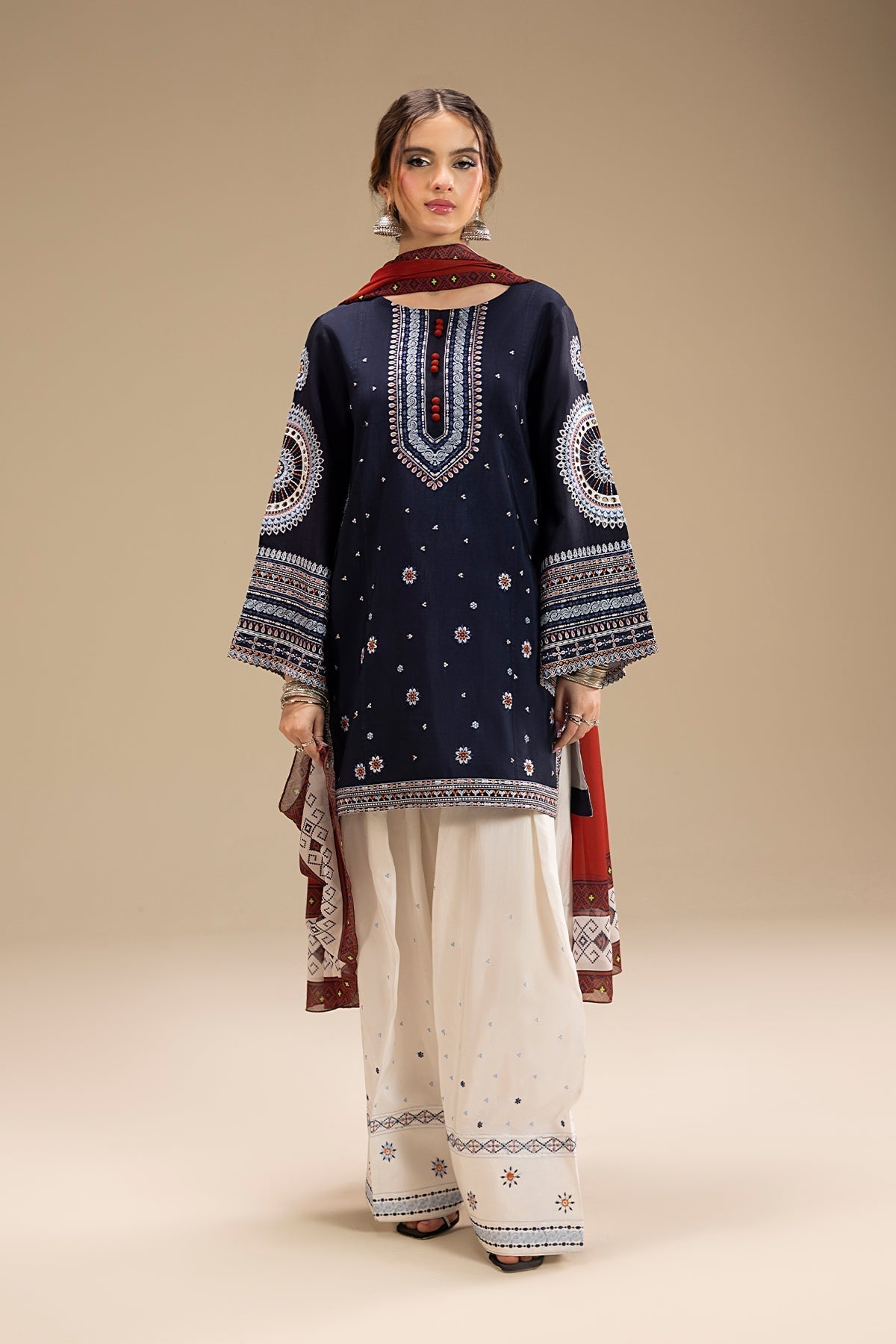 '- UNSTITCHED 3PC DHANAK EMBROIDERED SUIT 241