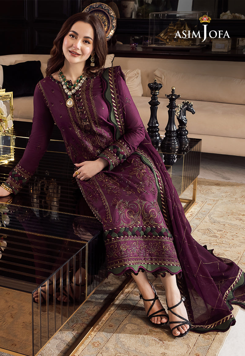 Asim Jofa Dhanak 3PC Embroidered With Dhanak Embroidered Dupatta 668